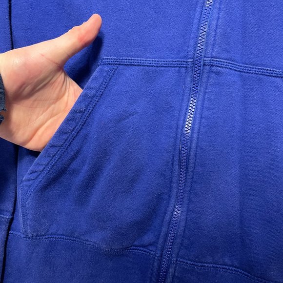 Nike Hoodie Mens Large Blue Full Zip Pocket Cotton Blend Logo Solid Long Sleeve - Picture 5 of 9